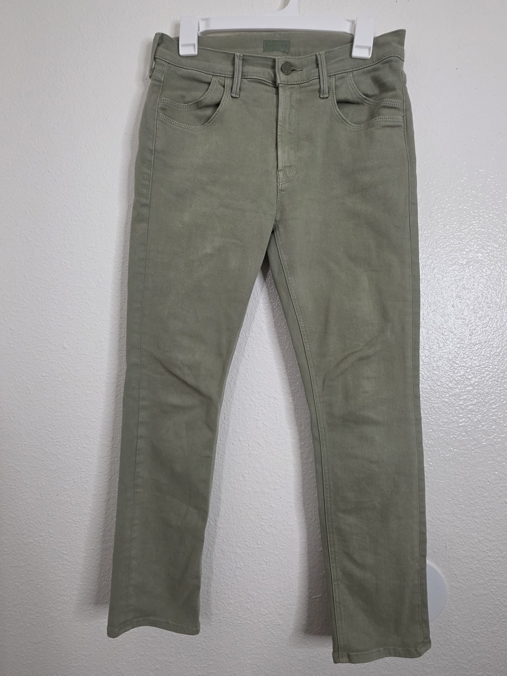 MOTHER The Dazzler Ankle Jeans Size 29 Mid Rise Slim Straight Oil Green Denim